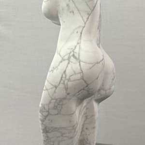 Dancing Muse by Scott Gentry Sculpture  Image: DANCING MUSE by Scott Gentry Sculpture. Carved from Calacatta marble and measuring 18.5Hx9Wx6D inches and placed atop a crystal base.