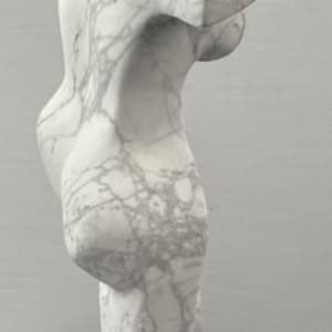 Dancing Muse by Scott Gentry Sculpture  Image: DANCING MUSE by Scott Gentry Sculpture. Carved from Calacatta marble and measuring 18.5Hx9Wx6D inches and placed atop a crystal base.