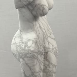 Dancing Muse by Scott Gentry Sculpture  Image: DANCING MUSE by Scott Gentry Sculpture. Carved from Calacatta marble and measuring 18.5Hx9Wx6D inches and placed atop a crystal base.