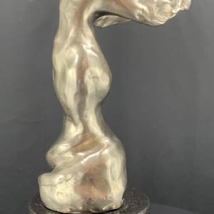 Victory 5/30 by Scott Gentry Sculpture  Image: Scott Gentry Sculpture. "Victory #5 of 30" right view. White bronze with satin finish on black marble base. Measures 13.5H x 6.5W x 5D inches.