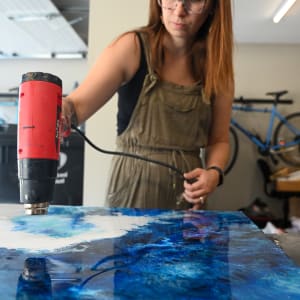24x30 Original Handmade Acrylic Fluid Pour Painting on Canvas by Lisa Heintzman 