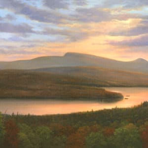 Sunset over North/South Lake in the Catskills by Tarryl Gabel