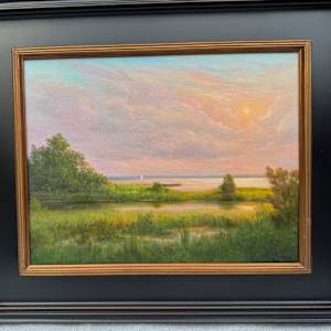 Golden Hour, Sunset over Tidal Marsh by Tarryl Gabel