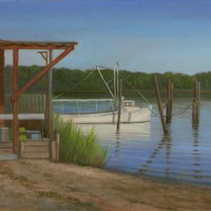 Morning light over the oyster boat -  Johnson & Sons Seafood by Tarryl Gabel