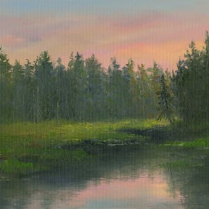 Leaning tree marsh sunrise by Tarryl Gabel