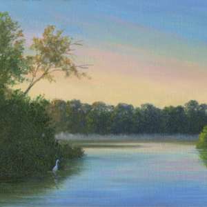 Egret in the morning shadows by Tarryl Gabel