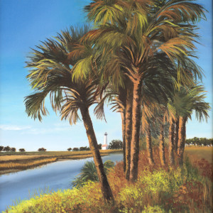 LIGHTHOUSE THROUGH THE PALMS by Brenda Francis