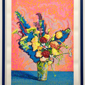 Pink by Gyan Samara  Image: Blue wooden frame with museum glass.