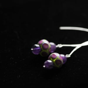 Purple Lampwork Glass Earrings by Marijim Thoene