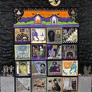 FIBER ARTS WINNER – Poogan’s Haunted Mansion by Jane F. Riebe-Rodgers