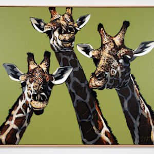Three Giraffes on Green by Josh Brown