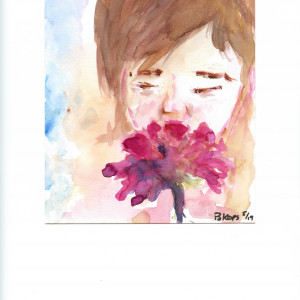 girl with flower by Barbara Kops 