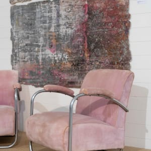 1940s Bauhaus style original chrome plated chair with original sprung upholstery and vintage pink velvet (2 available) 