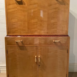 Original Art Deco Bar Unit with pull down front ca 1940  Image: Front face ofcabinet w/ pull down door in closed position 
