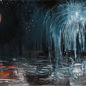 Moon and Fireworks by Brian Frink