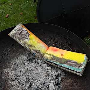 MATERIAL PRACTICE = SPIRITUAL PRACTICE  Frances Hatch by Frances Hatch  Image: potency of ash  
residue - transformation - cremation - sacrifice - clearing