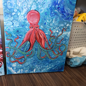 Pink octopus pour by Heather Medrano 