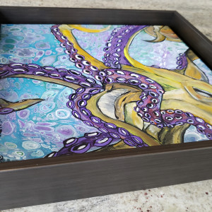 Yellow/Purple Octopus with copper colored frame by Heather Medrano 