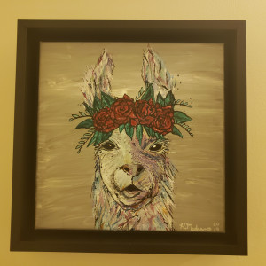 Flower wearing llama by Heather Medrano 