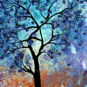 Abstract Cerulean Purple Tree by Heather Medrano 