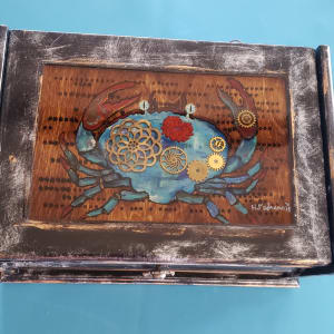 Blue Crab Steampunk 3 tier trinket box. by Heather Medrano 