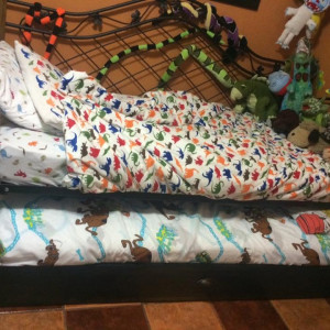 Handmade trundle pullout bed by Heather Medrano 