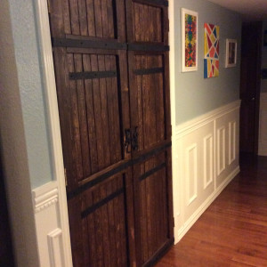 Handmade closet Barn door with repurposed wood. by Heather Medrano 