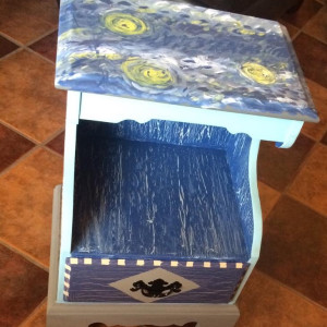 starry nights themed side table by Heather Medrano 