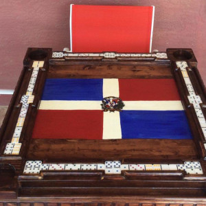 Dominican Flag handcrafted domino tabl by Heather Medrano 