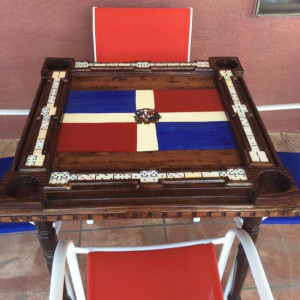 Dominican Flag handcrafted domino tabl by Heather Medrano 