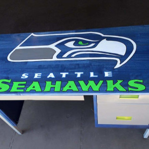 Rebuilt Re-purposed Seahawks Boys Desk by Heather Medrano 