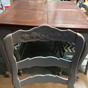 Antique convertible table-gray/hickory by Heather Medrano 