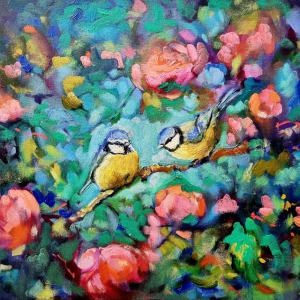 Bluebirds and Roses by Sue Gardner 