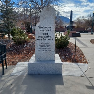 Cedar City War Memorial - Never Forget by Jerime Hooley  Image: Approximately 200 N 200 E, Cedar City, UT.

Photography by Steven D. Decker. Licensed as Creative Commons (CC BY-SA).