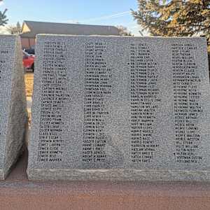 Cedar City War Memorial - World War II by Robert D. Mercer  Image: Photograph by Jacob B. Arnell. Licensed by Creative Commons (CC BY-SA).
Column 2

FORSYTH BELLE,
FORSYTH NEIL D,
FOSTER CHARLES,
FOSTER DAVID,
FOSTER ELDRED,
FOSTER JOSEPH,
FOSTER KEITH,
FOSTER MONROE,
FRAHSKI EDWARD,
FRANZELL E H,
FRETWELL GRANT,
FRETWELL KEITH,
FURNACE EARL,
CADD JOSEPH,
CARDNER MAGNUS,
CARDNER REID,
CARDNER THURSTON,
CARDNER A WENDELL,
CARNER DEWEY,
GEORGE ANGELO,
GEORGE SCOTT,
GIBSON KEITH,
GIBSON MELVIN,
GIFFORD FRANK,
GILLIES KENNETH,
GILGER LORAY,
GILGER NORMAN,
GLASS ROSS,
GOBLE EDGAR,
GOODWIN ROBERT,
COMEZ LAVERN,
COWER CLYDE,
COWER KENNETH,
COWER REID,
COWER WARREN,

Column 3

GRAFF BRIAN,
GRAFF SHIRLEY,
GRANT AFTON,
GRANT OLAN,
GREEN JOHN,
GREEN ORWIN,
GREEN WARREN,
GREEN WILLIAM,
CRECERSON LELAND,
CRIMM EDWARD,
CRIMSHAW DOUGLAS,
CRIMSHAW HENRY,
CRIMSHAW JOHN,
CRIMSHAW NORMAN,
CRIMSHAW PAUL,
CUDMUNDSEN MARK,
CUNN HORACE,
CUNN RICHARD,
CURR ARNOLD,
CURR CHARLES,
CURR ERROLD,
CURR W CRAYSON,
CURR HEBER,
CURR KENDALL,
CUYMON DELOY,
CUYMON KEITH,
CUYMON KENT,
CUYMON LLOYD,
CUYMON RUSSELL,
HADDER LAYTON,
HAHNE LIONEL,
HAIDER ARNOLD,
HAIGHT H BARRY,
HAIGHT C PRICE,

Column 4

HALL DENZEL,
HALL STANLEY,
HALL STERLING,
HALL WARREN,
HALLMAN CARL,
HALLMAN LISTER,
HALTERMAN AUSTIN L,
HALTERMAN DARYL,
HALTERMAN GEORGE,
HALTERMAN GLEN,
HALTERMAN HAROLD,
HALTERMAN J JACK,
HALTERMAN JERRY,
HALTERMAN LYLE,
HALTERMAN RICHARD,
HALTERMAN ROBERT,
HAMBLIN AMBROSE,
HAMBLIN LESLIE ZANE,
HAMILTON MAX,
HAMILTON WILLARD,
HANSINK WALTER,
HANSEN ROBERT,
HANZON KENNETH,
HARDY WARREN,
HART WILLIAM,
HARTER LLOYD,
HARRIS HAROLD,
HARRIS WAYNE,
HARRIS NAZE,
HARRIS ROBERT,
HARRISON HERBERT,
HASLAM VERNAL,
HATCH AMOS C,
HATCH CONRAD,
HATCH DAVID,

Column 5

HAYCOCK DONALD,
HAYCOCK J CARLOS,
HEAP J ELMO,
HEAP THERAN,
HEAPS WILLARD,
HEATON ALLEN,
HEATON GLENDON,
HENDRICKSON MAX,
HENSON CLAUDE,
HERBERT RALPH,
HERMANSEN LAVAR,
HERMANSEN MERLIN,
HESS GERALD,
HEYBORNE FLOYD,
HEYBORNE KEITH,
HEYBORNE KENNETH,
HEYBORNE LESTER,
HEYBORNE MAX,
HEYBORNE RULON,
HEYBORNE WALTER,
HEYWOOD FLORENCE,
HICKMAN JAMES,
HIGBEE ARTHUR,
HIGBEE BILL,
HIGBEE KEITH,
HIGBEE LAMOND,
HIGBEE LLOYD,
HIGBEE WALDOW,
HIGBEE WESTON,
HILL ETHAN,
HILLS WILLIAM,
HILTON ROSS,
HILTON VERL,
HOFFMAN GUSTAV,
HOLLAND REX,