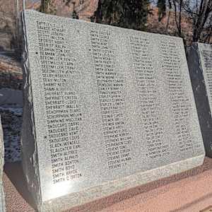 Cedar City War Memorial - World War II by Robert D. Mercer  Image: Photograph by Jacob B. Arnell. Licensed by Creative Commons (CC BY-SA).
SATTLEY ELLIS,
SAVAGE HOWARD,
SCOTT JOSEPH,
SCOTT WILSON,
SECHRIST HAROLD,
SECHRIST RALPH,
SEAMAN DON DEE,
SEAMAN JOHN,
SEECMILLER FENTON,
SEECMILLER CARN,
SEECMILLER CRANT,
SEECMILLER WINSTON,
SELBY ROBERT,
SEVY MILTON,
SHAMD NED,
SHAW K,
SHERRATT BURNS,
SHERRATT CRESSE,
SHERRATT LLOYD,
SHERRATT WALLACE,
SCHOPPMAN DUARD,
SCHOPPMAN MELVIN,
SIMPKINS MACLEAN,
SKOUCARD DARREL,
SKOUCARD DAVID,
SKOUCARD KENT L,
SKOUCARD LOUIS,
SLACK WENDELL,
SLAUGHTER EARL,
SMITH ALFRED,
SMITH ALPHUS,
SMITH ASHTON,
SMITH BOYD,
SMITH BRYCE,
SMITH C ORTON,

Column 2

SMITH CHESTER,
SMITH CLAY,
SMITH CLARK,
SMITH KENT,
SMITH LESTER E,
SMITH LOUIS,
SMITH MCKAY,
SMITH PRATT,
SMITH SHIRLEY,
SMITH WARREN,
SOUTHWICK EDWARD,
SPENDLOVE MARVIN,
STANLEY BOBBY,
STANLEY COIL,
STANLEY ARWIN,
STAPLEY CLARENCE,
STAPLEY J SMITH,
STAPLEY RAY,
STARR CECIL,
STEINER CURTIS,
STEINER JAY,
STEINER VINTON,
STEINER VOROD,
STEPHENS FLOYD,
STEPHENS ROBERT,
STEPHENS WILLIAM,
STEPHENSON CLARE,
STEVENS DONEL,
STEVENS CORDON,
STEVENS CRANT,
STEVENS HILMAN,
STEVENS J H,

Column 3

STEVENS RICHARD,
STEVENS WILLIAM,
STEVENSON BOYD,
STEWART LYLE,
STEWART W,
STONE JAMES,
STONE GEORGE,
STORMS DEWEY,
STRATTON ELTON,
STRATTON ROBERT,
STUBBS HOMER,
STUBBS HOWARD,
STUBBS JOSEPH,
STUBBS WILLIAM,
STUCKY LLOYD,
STUCKI RICHARD,
STUCKI SWARL,
SUPERNAW FLOYD,
SYRETT SHEP,
TALBOT RAY,
TAYLOR ALLEN,
TAYLOR BARROL,
TAYLOR CARL,
TAYLOR CLIFTON,
TAYLOR DARWIN,
TAYLOR CENE,
TAYLOR VERL,
TERRY DIXON,
THOMPSON EDWARD,
THOMPSON JAMES,
THOMPSON JOSEPH,

Column 4

THORLEY FERRON,
THORLEY HOWARD,
THORLEY I JAY,
THORLEY NELSON,
THORTON CLINTON,
THORTON WILLIAM,
TOPHAM ALMA,
TOPHAM DEWEY A,
TOPHAM EDDIE,
TOPHAM FRED,
TOPHAM HOWARD,
TOPHAM MILO,
TOPHAM WILLIAM,
TOMPKINS JESSE,
TRAPPER HARRY,
TUCKER FLOYD,
TUCKER ROBERT,
TULLIS CARROLL,
TORNQUIST WILLIAM,
TURNER JAMES J,
TWEDDELL MARGUERITE,
TYSONS NELSON,
UTZEL STEWART,
URIE DAVIS,
URIE JACK,
URIE JAN H,
URIE RICHARD,
URIE ROY F,
URIE SCOTT,
VANCE DONALD,
"VANDENBERCH OFORCE" <--- Re-transcribe