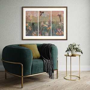 Whispering Wattlebirds (Triptych) (Framed) by Trudy Rice 