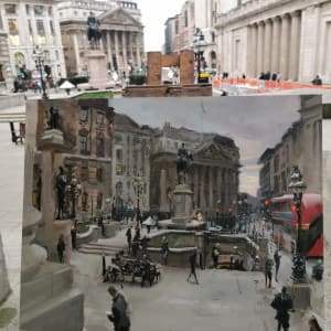 Amongst the pillars of The Royal Exchange 