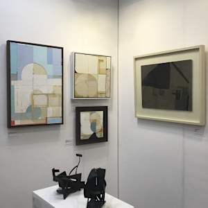 Sounding the Ritual Echo by Steven Heaton  Image: London Art Fair 2025 (with Peter Seal & Francis Davison)