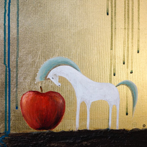 Golden collection / White horse conscious of moon phases by Mojca Fo 