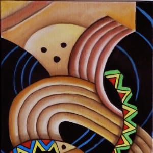 Maruvian Healing Mask Diptych by Marcella Hayes Muhammad, Image 1.