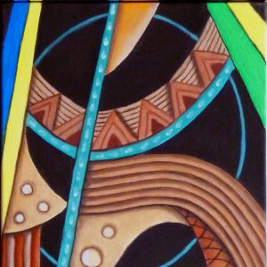 Maruvian Joy Mask Diptych by Marcella Hayes Muhammad, Image 1.