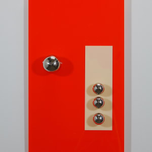 Moderne  9 pc Installation  Image: Moderne orange x 4. acrylic, steel spheres
32 x 16 x 4.5 in