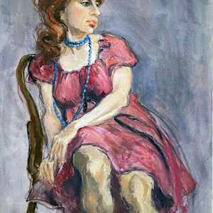 Woman with Red Dress and a Blue Necklace by Pat Ralph, Image 1.