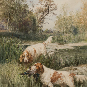'Two Pointers' and 'Two Setters Retrieving a Duck' (a pair) by Charles Olivier dePenne 