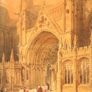 Entering the Cathedral, North West door of Lincoln Cathedral by Frederick Mackenzie