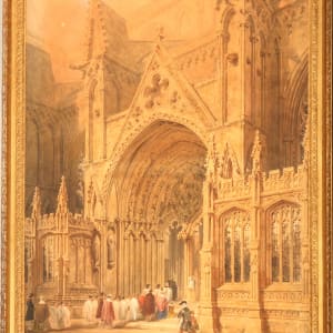 Entering the Cathedral, North West door of Lincoln Cathedral by Frederick Mackenzie 