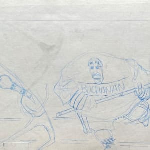 Bush Sr.  on Skates vs Obstructor Buchanan by Steve Kelley  Image: Blue Pencil Drawing