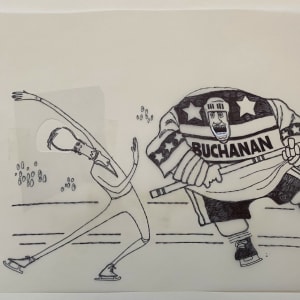 Bush Sr.  on Skates vs Obstructor Buchanan by Steve Kelley  Image: Original Drawing on Velum
