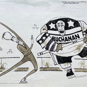 Bush Sr.  on Skates vs Obstructor Buchanan by Steve Kelley  Image: Final for Press